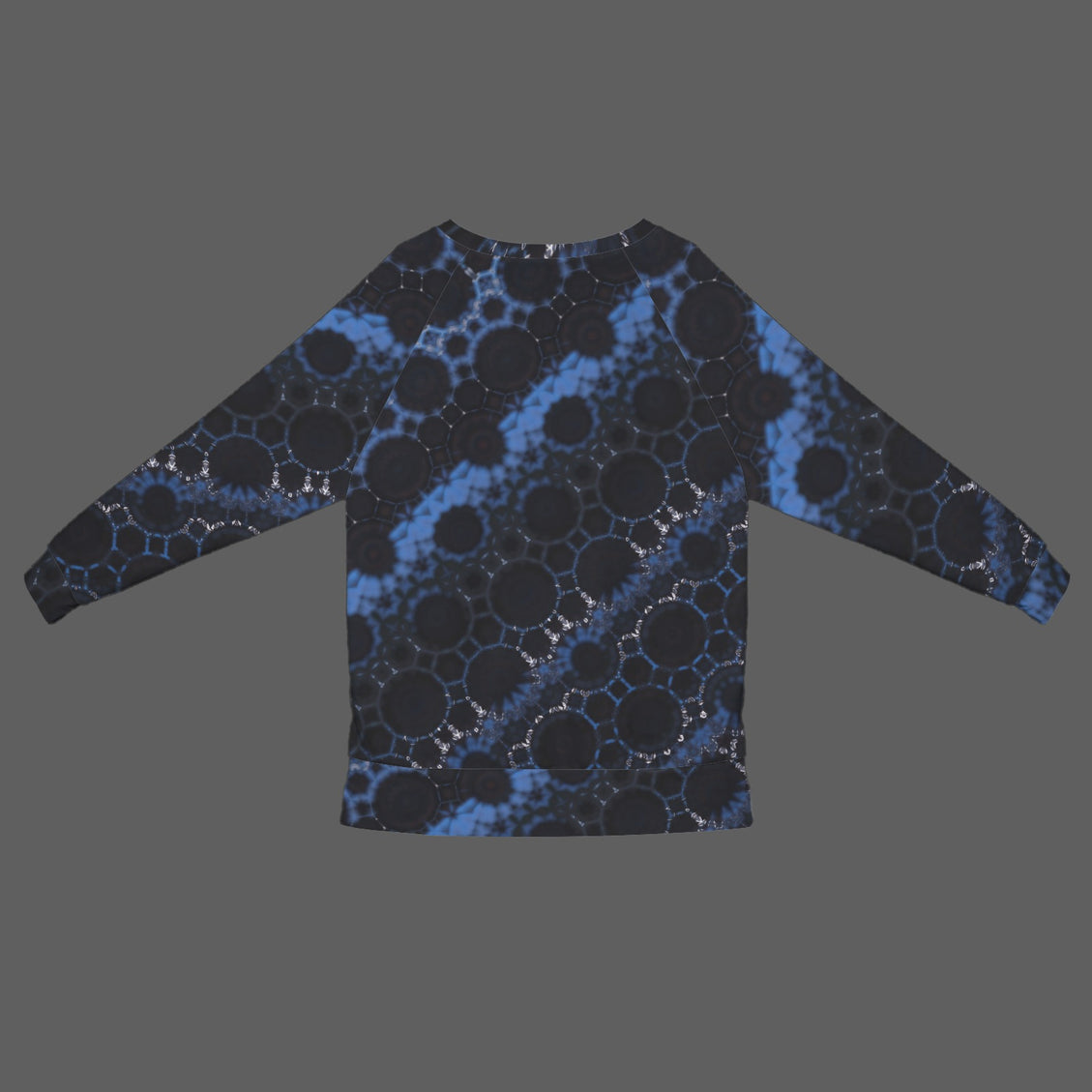 Crew Neck Long Sleeve Side Zip Sweatshirt Black and Blue Graphic