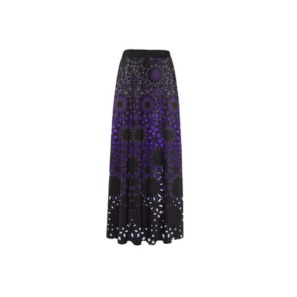 Beach Cover Up Split Skirt Purple and Black Graphic