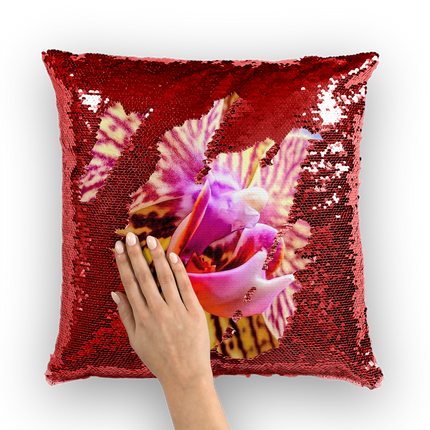 Orchids Sequin Cushion Cover