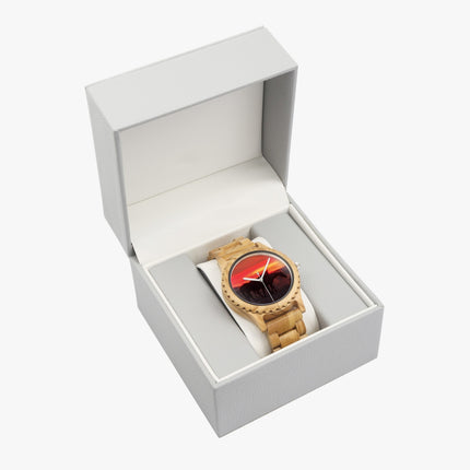 Wooden Watch Italian Olive Horses Red Sunrise