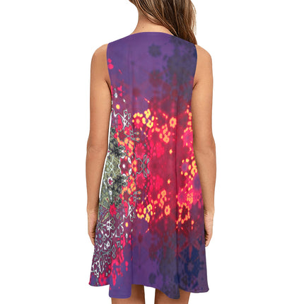 Tank Dress Purple Red Abstract