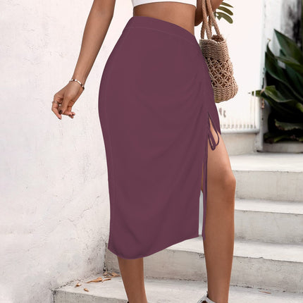 Drawstring Ruched Skirt Burgundy