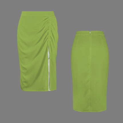 Drawstring Ruched Skirt Cottonwood Green