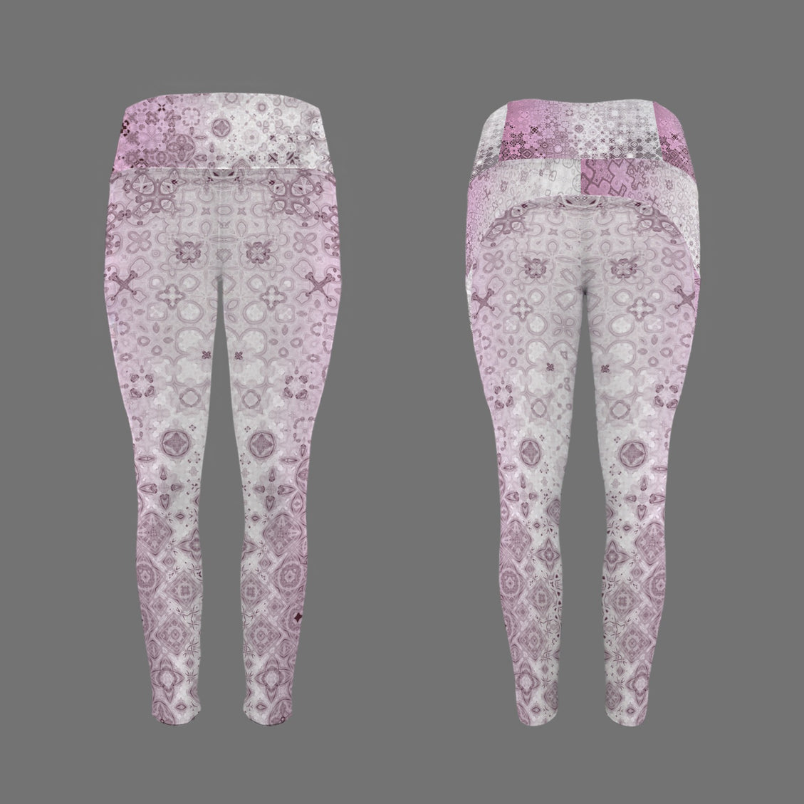 High Waist Pockets Yoga Leggings Pink Glass Ombre