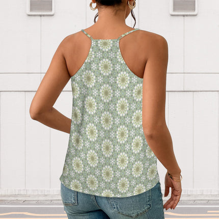 V Neck Cami Carnival Tile Green & Yellow