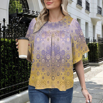 Bell Sleeve Blouse Lavendar and Gold Ombre