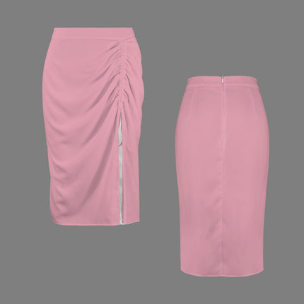 Drawstring Ruched Skirt Bubblegum PInk