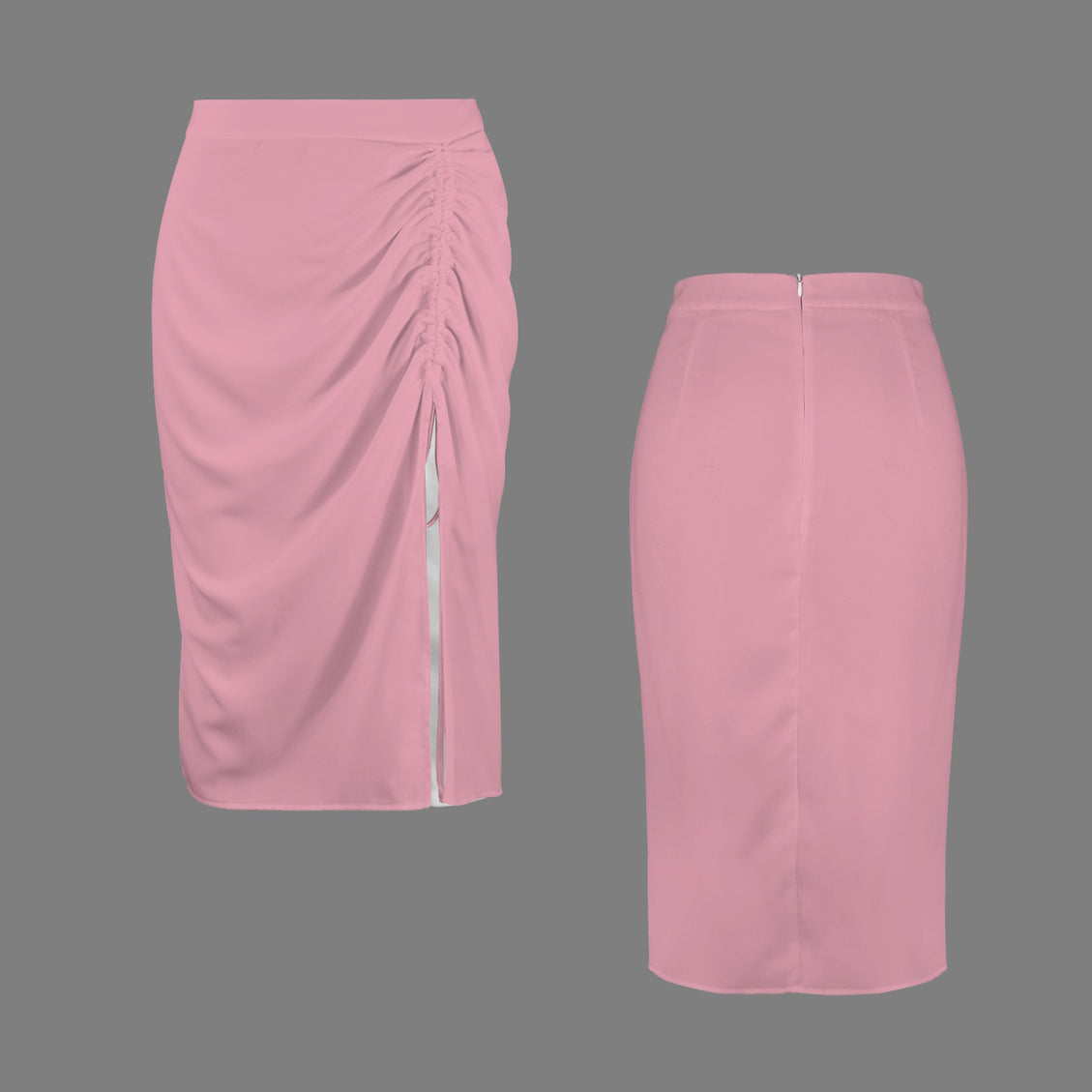 Drawstring Ruched Skirt Bubblegum PInk