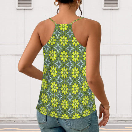 V Neck Cami Green & Yellow