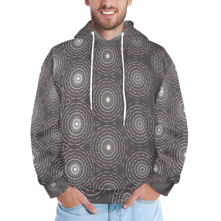 Men's Hoodie Charcoal and White Circles