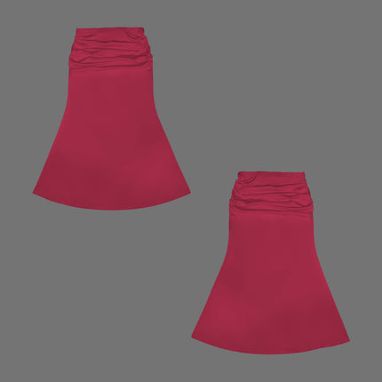 High Waist Pleated Maxi Skirt Red