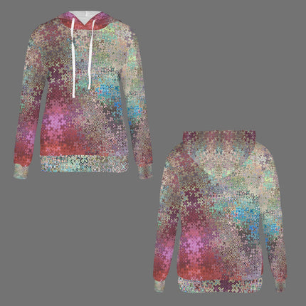 Hoodie Peacock Feathers Pink Turquoise Ombre