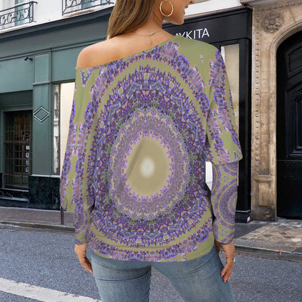 Batwing Long Sleeve Top Purple Green