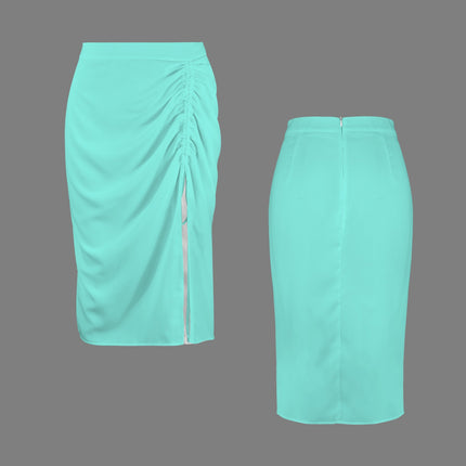 Drawstring Ruched Skirt Turquoise