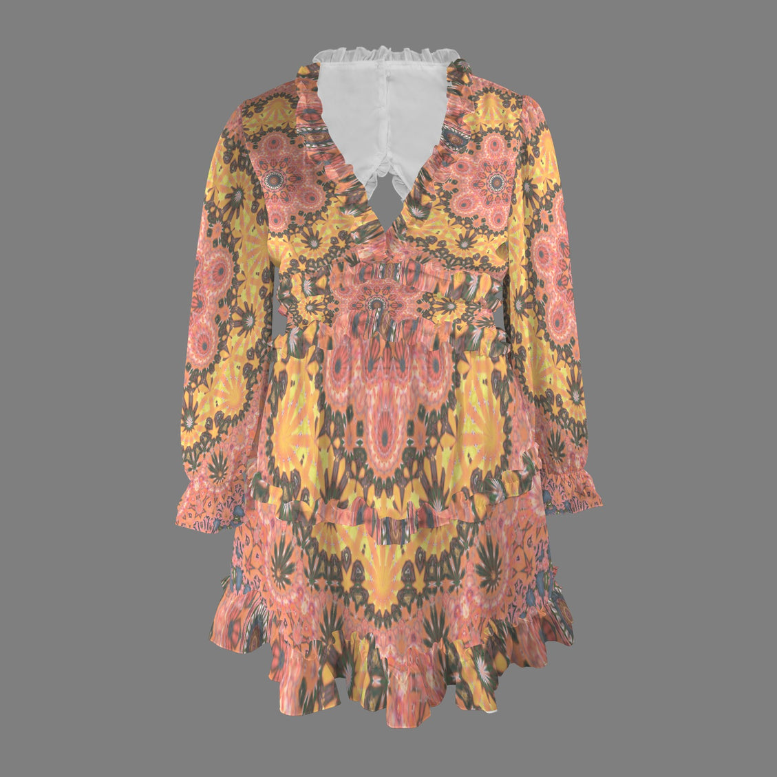 Ruffled Dress Apricot and Gold