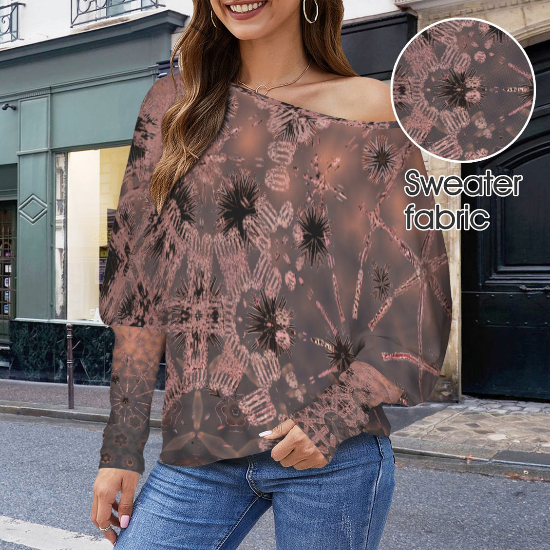 Batwing Long Sleeve Top Thistle with Copper Graphic