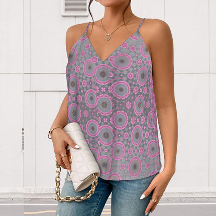 V Neck Cami Pink Flowers