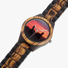 Load image into Gallery viewer, Wooden Watch Indian Ebony Horses Sunrise 9 Mile Road
