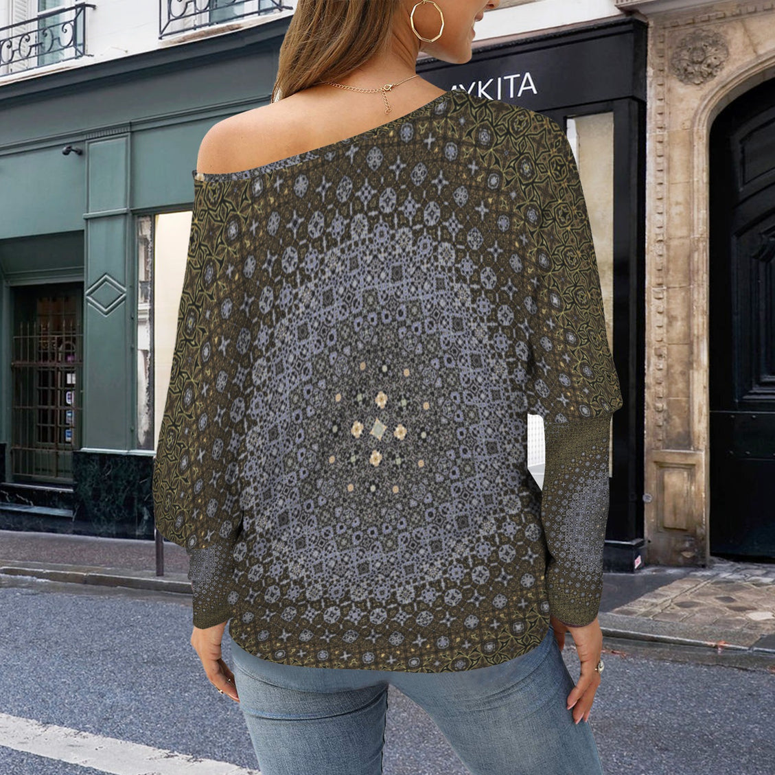 Batwing Long Sleeve Sweater Shattered Windshield Medallion