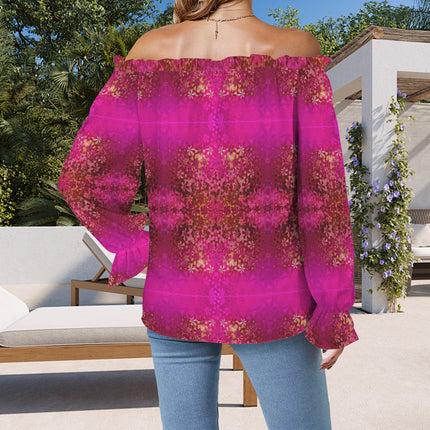 Off Shoulder Lantern Sleeve Blouse Orchids