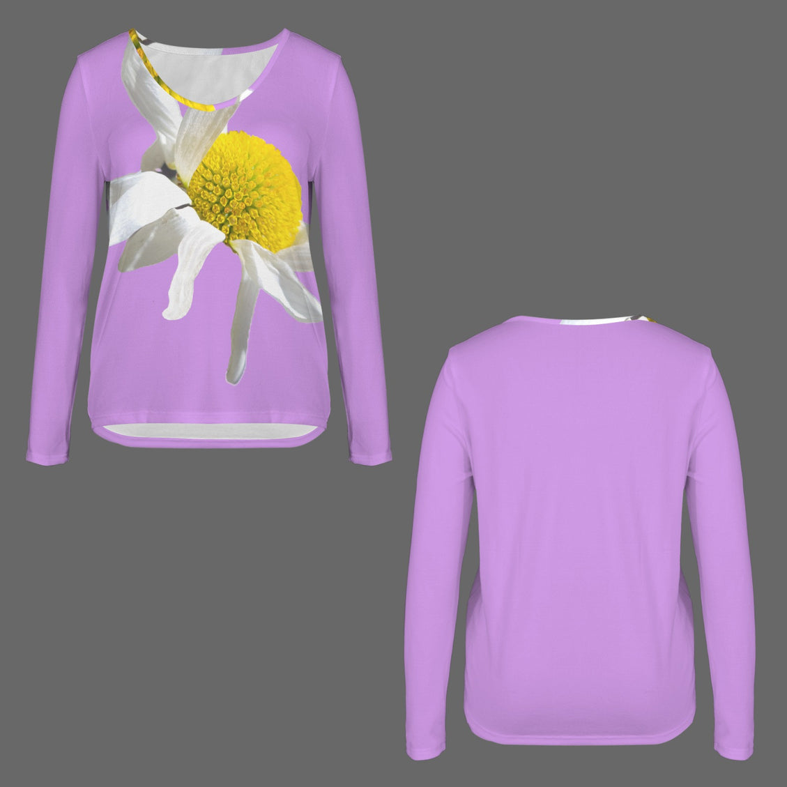 V Neck Long Sleeve Sweater Daisy Lavendar