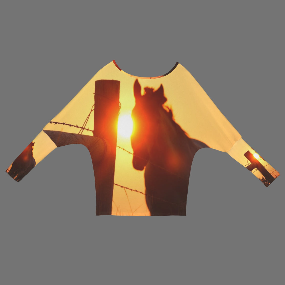 Batwing Long Sleeve Top Horse Sunset