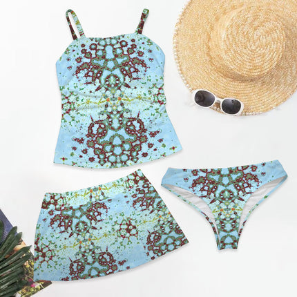 Three Piece Tankini Buffalo Berries Blue