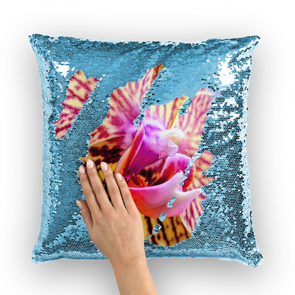 Orchids Sequin Cushion Cover