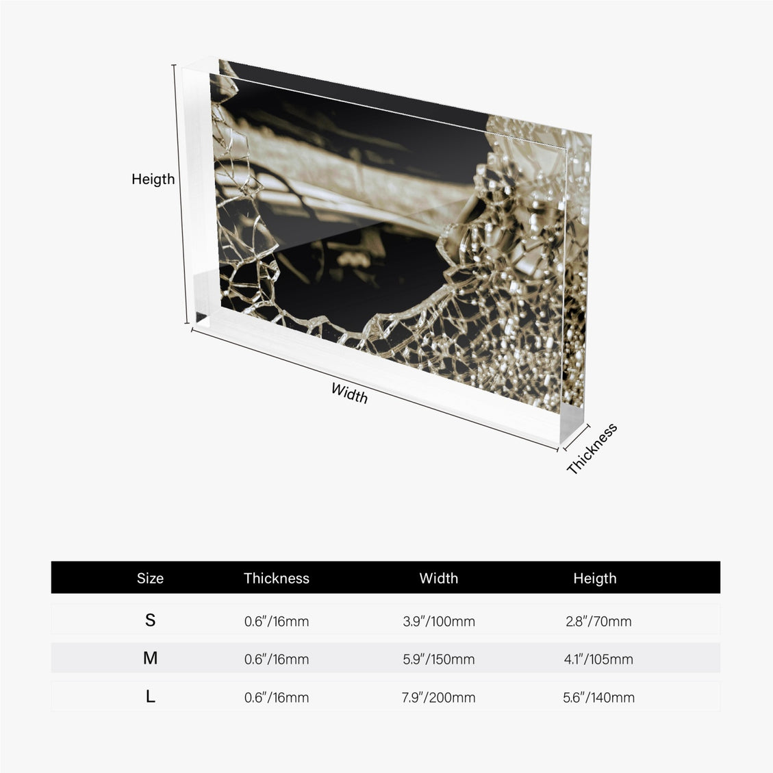 Acrylic Block - shattered Windshield