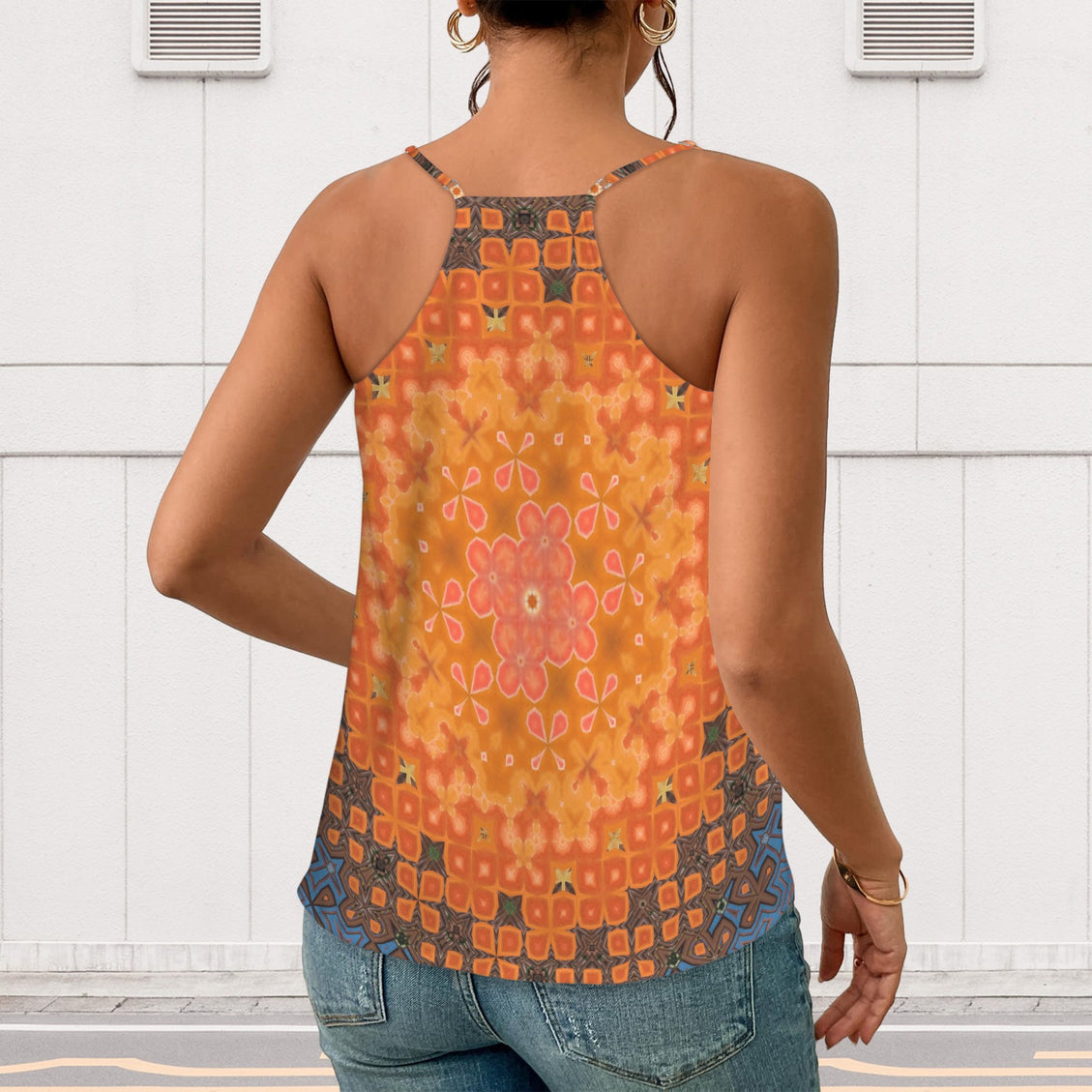 V Neck Cami Orange Lily