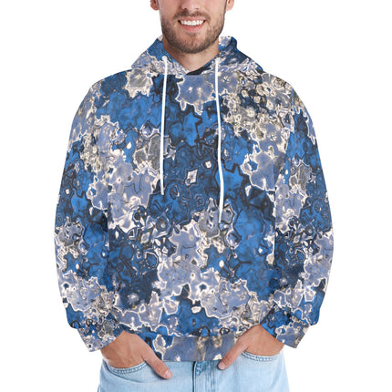 Men's Hoodie Frosty Trees Custer State Park Blue White Abstract