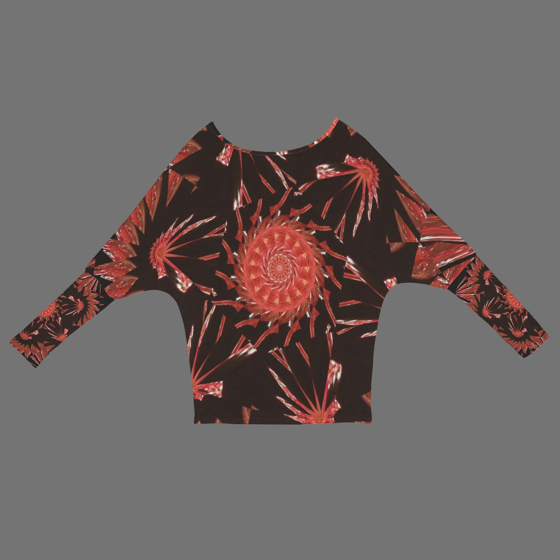 Batwing Long Sleeve Top Red Orange Glass