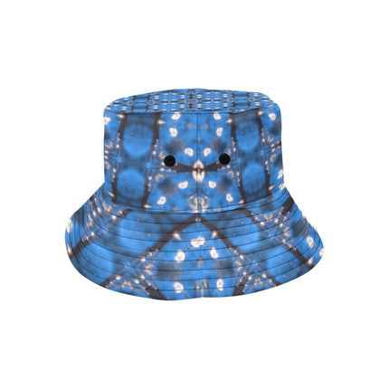 Bucket Hat Unisex Frosty Trees Blue Tartan Plaid