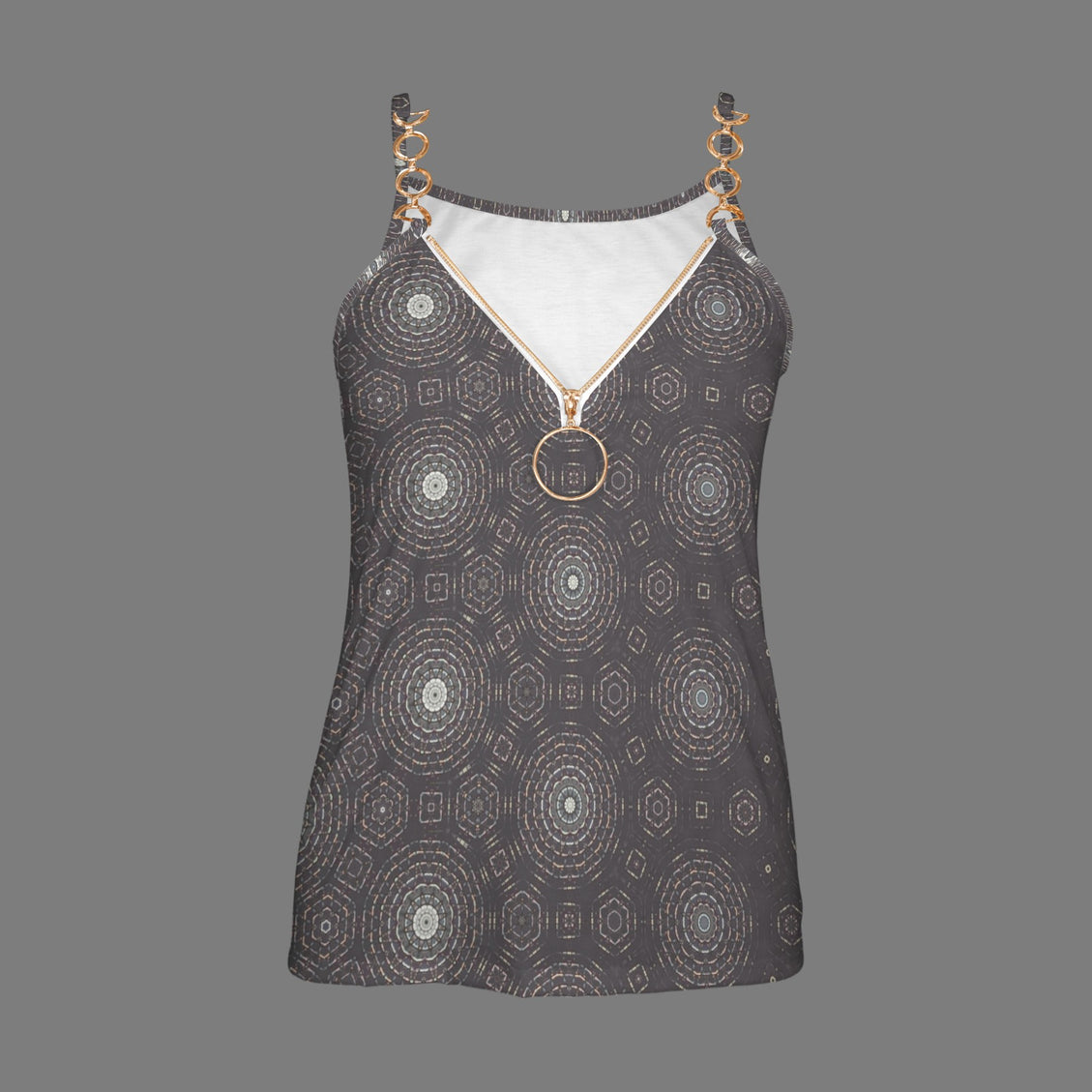 V Neck Chain Cami Carnival Tile Charcoal