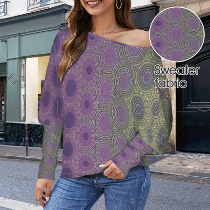 Batwing Long Sleeve Top Green Purple