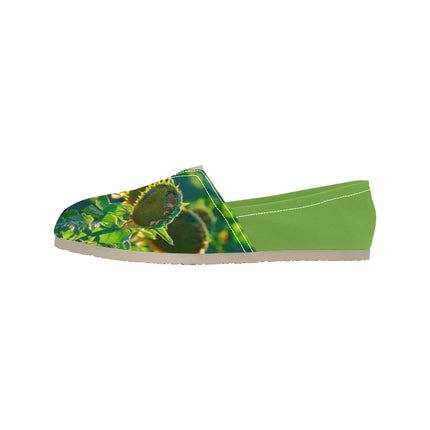 Espadrilles Canvas Sunflowers Green Two Tone