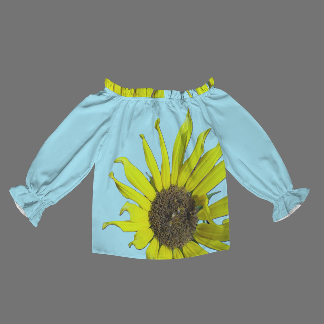 Off Shoulder Lantern Sleeve Blouse Sunflower Blue