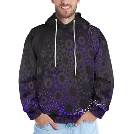 Men's Hoodie Black and Purple Abstract