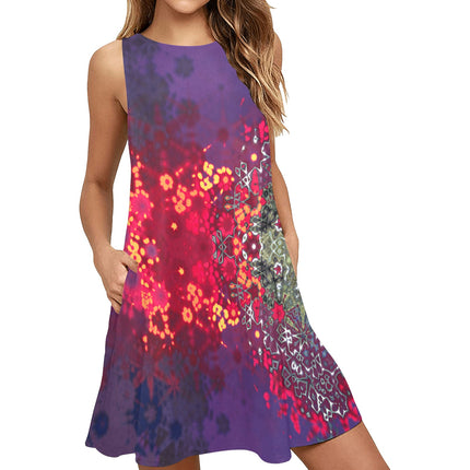 Tank Dress Purple Red Abstract