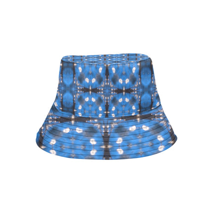 Bucket Hat Unisex Frosty Trees Blue Tartan Plaid