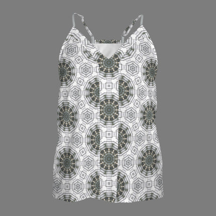 V Neck Cami Carnival Tile Gray & White