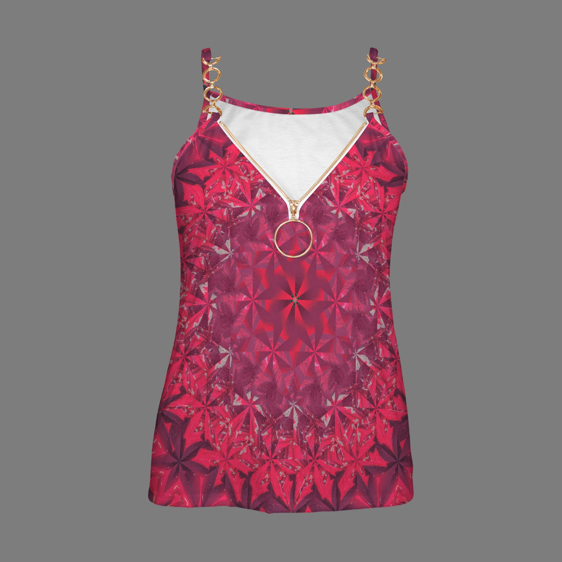 V Neck Chain Tank Top Orchids Fuchsia