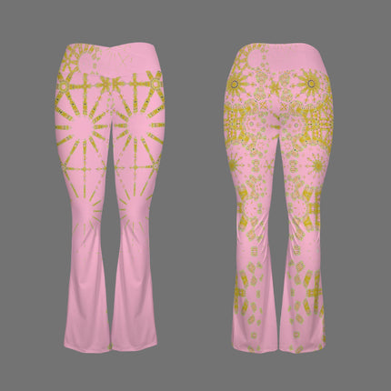 Flare Leggings Pink and Gold Graphic