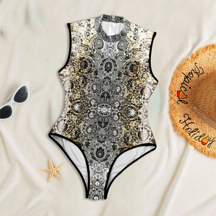 One Piece Back Zip Paddlesuit Shimmering Feathers