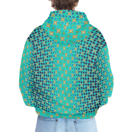 Men's Hoodie Peacock Turquoise Ombre