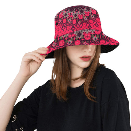 Bucket Hat Unisex Red Hollyhocks Mandela