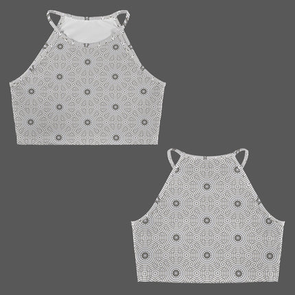 Cropped Tank Gray and White Carnival Tile