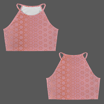 Cropped Tank Coral Geometric