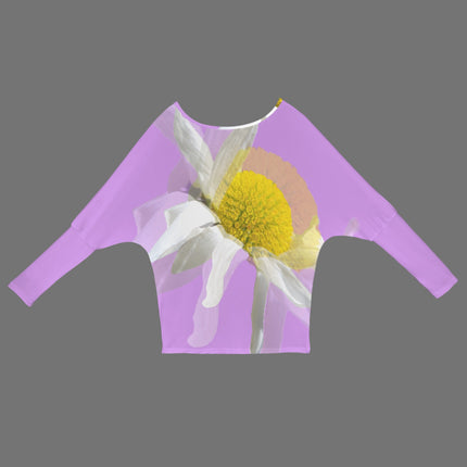 Batwing Long Sleeve Sweater Daisy Watercolor Lavendar