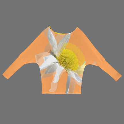 Batwing Long Sleeve Sweater Daisy Watercolor Tangerine